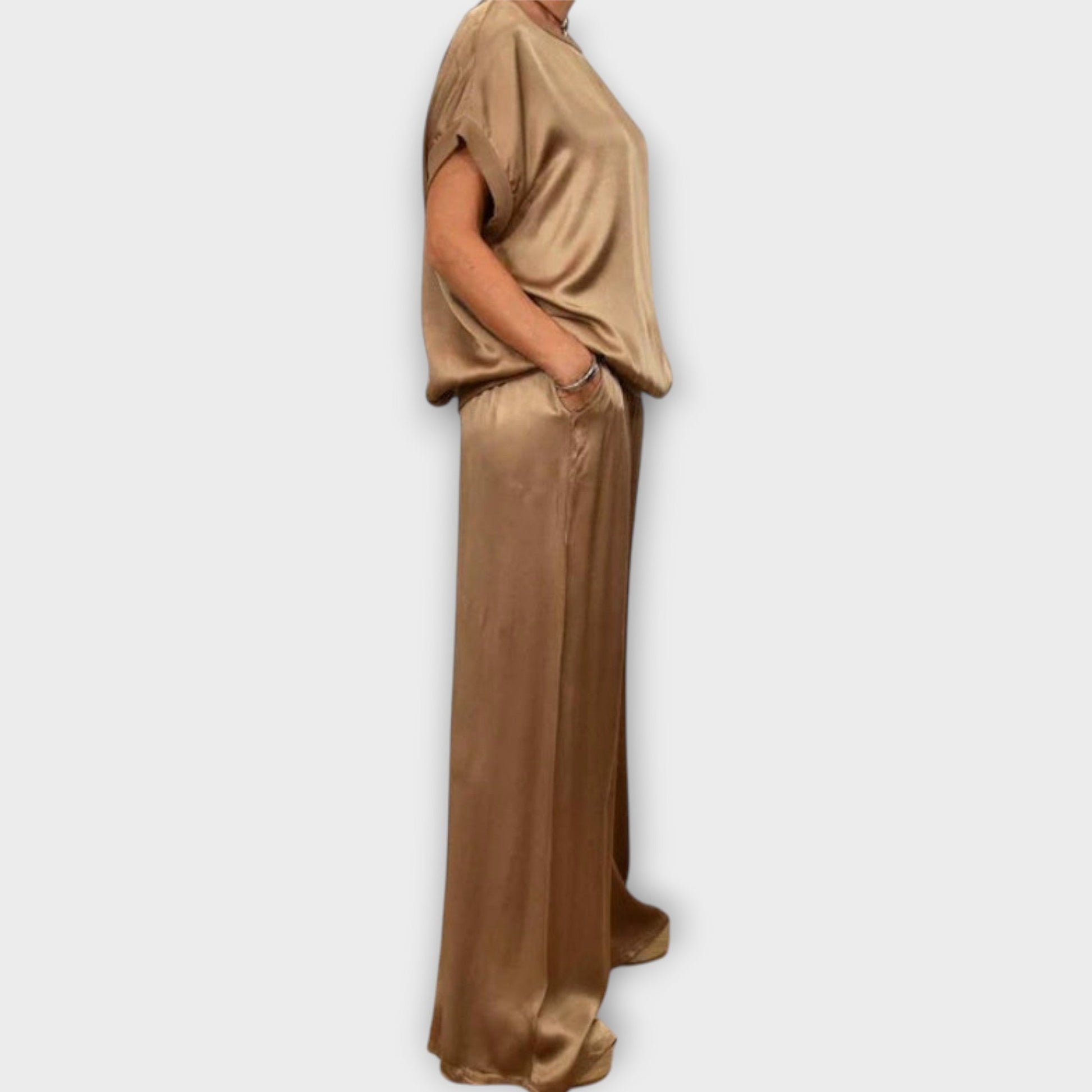 Marlowira | Women's Satin Wide-Leg Co-ord Set