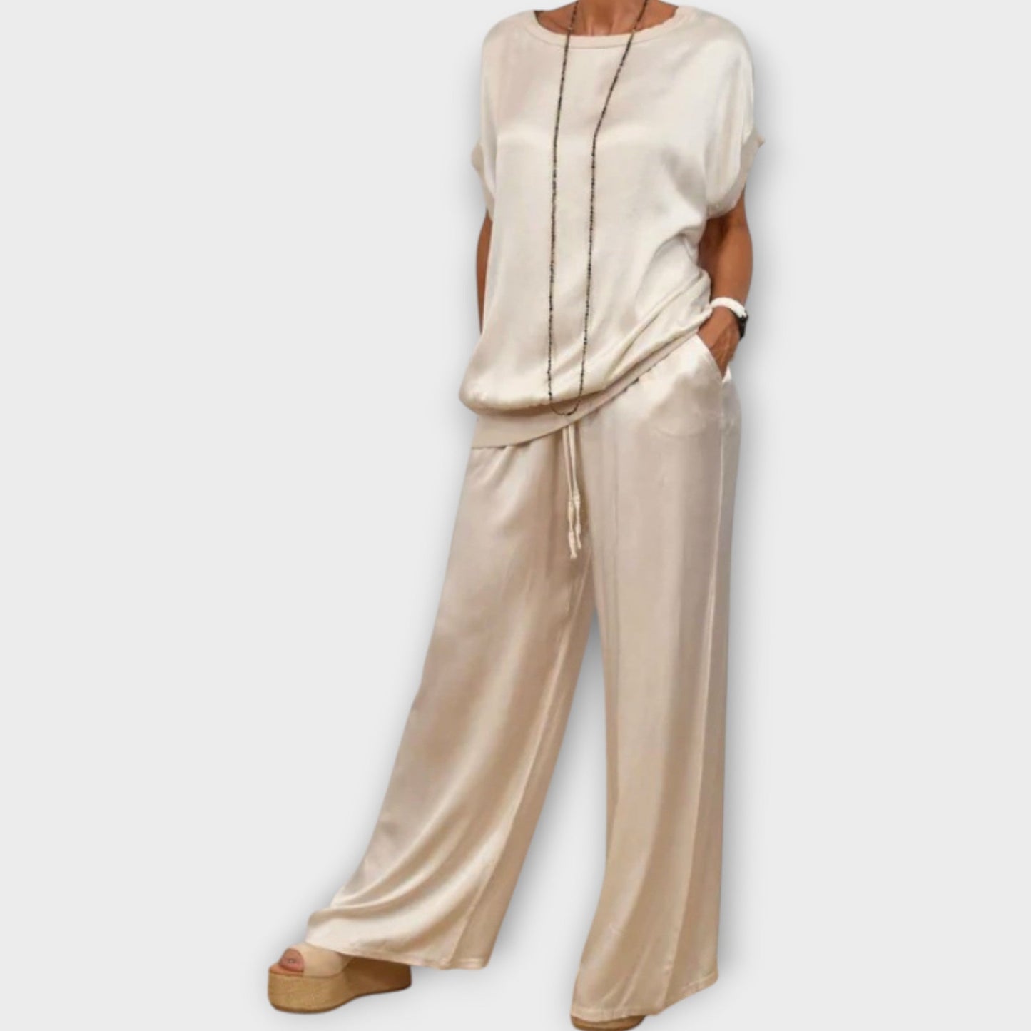 Marlowira | Women's Satin Wide-Leg Co-ord Set