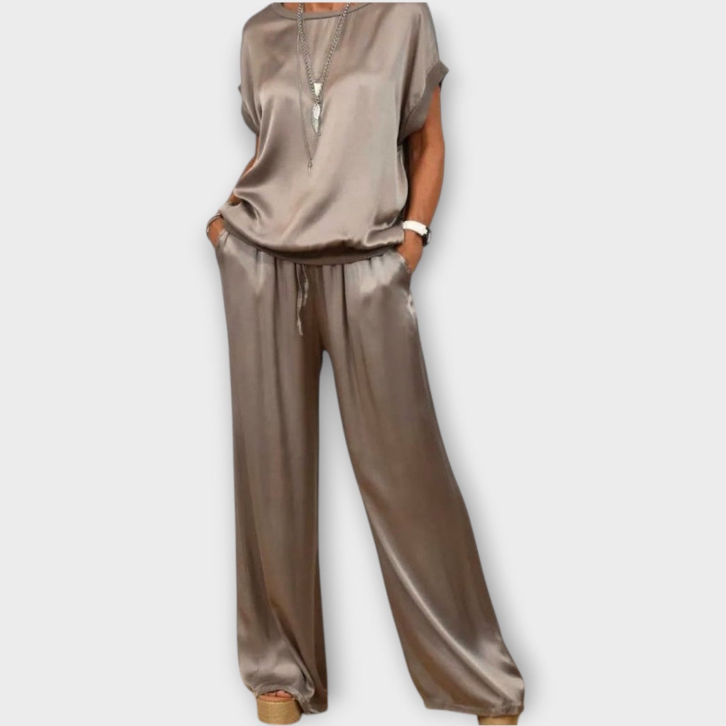 Marlowira | Women's Satin Wide-Leg Co-ord Set