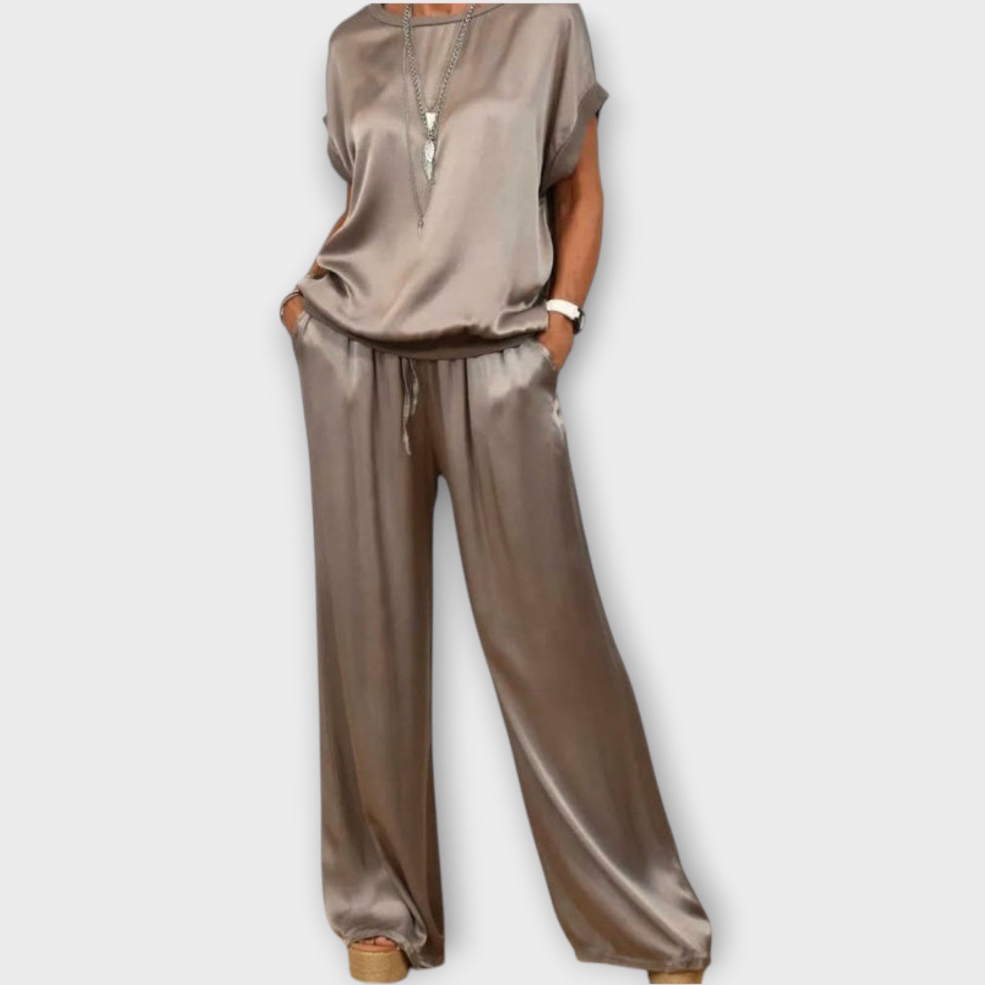 Marlowira | Women's Satin Wide-Leg Co-ord Set