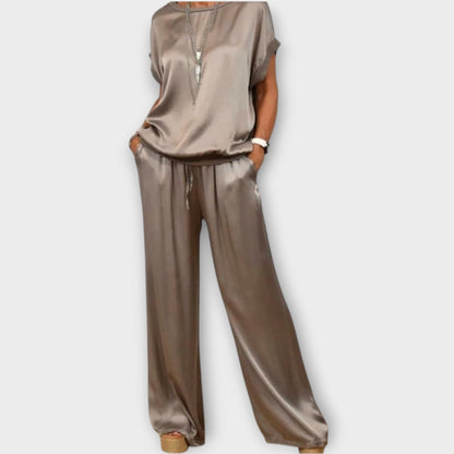 Marlowira | Women's Satin Wide-Leg Co-ord Set