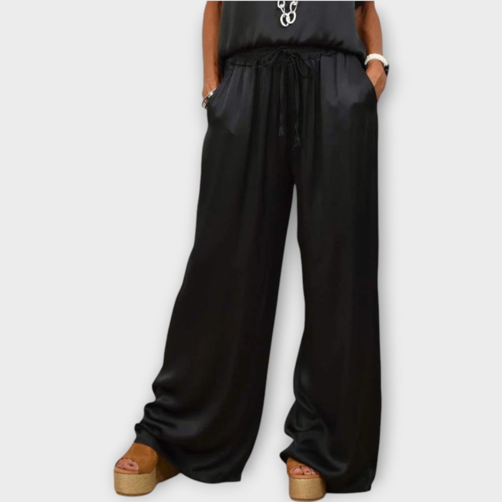 Marlowira | Women's Satin Wide-Leg Co-ord Set