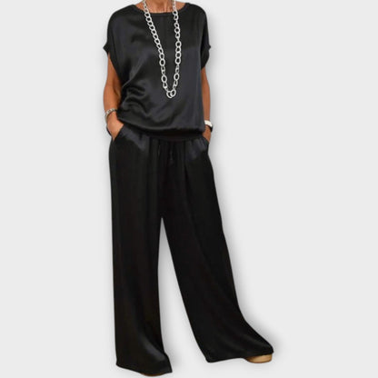 Marlowira | Women's Satin Wide-Leg Co-ord Set
