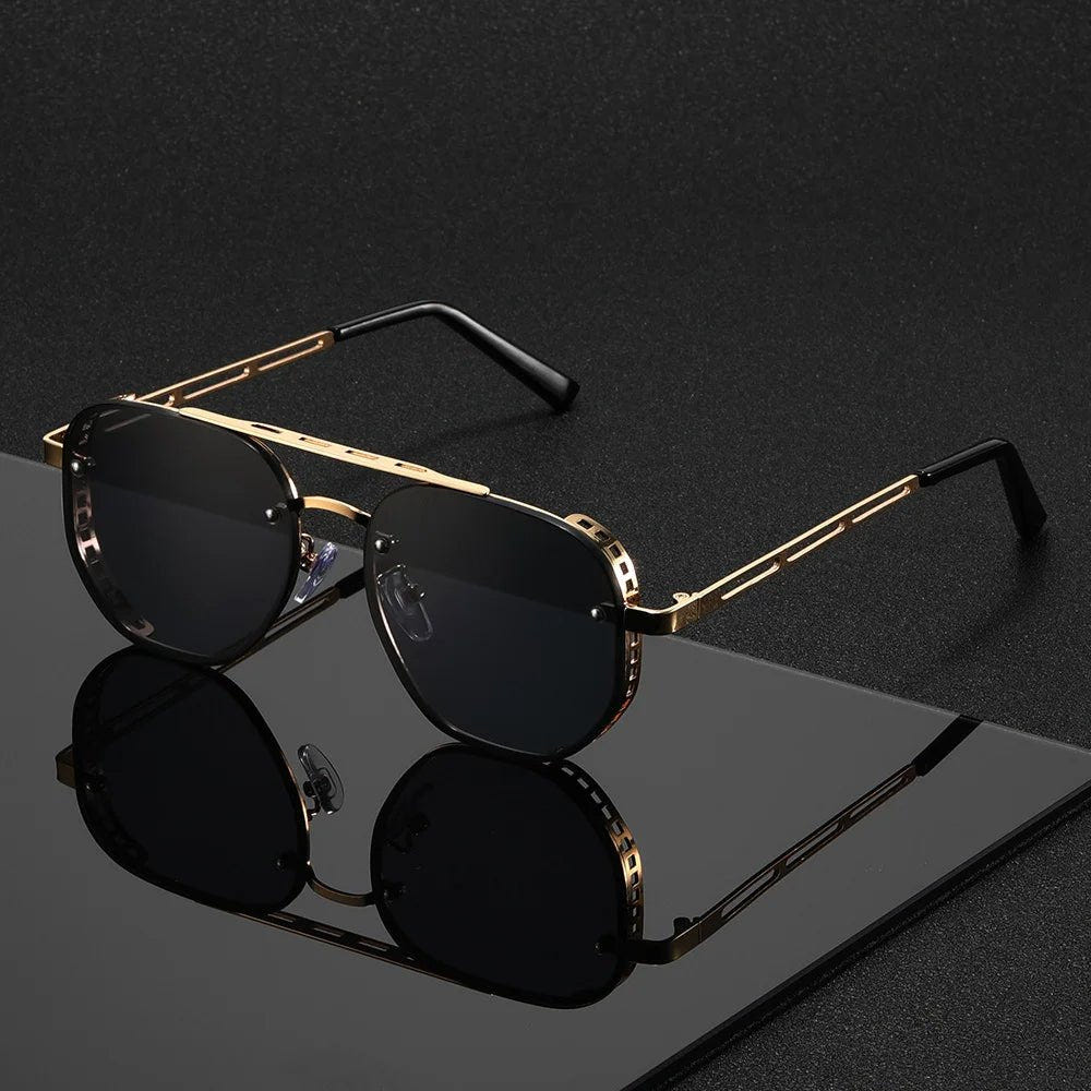 Alfie | Men's Aviator Double Beam Gold Frame UV Protection Sunglasses