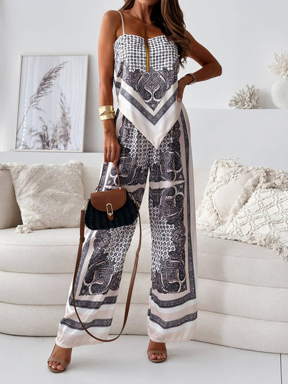 Marisol | Women's Boho Paisley Cami Wide-Leg Co-ord Set