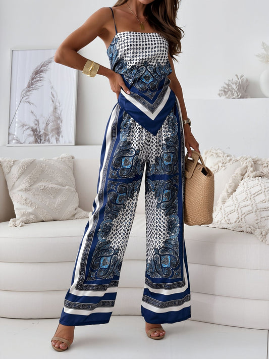 Marisol | Women's Boho Paisley Cami Wide-Leg Co-ord Set