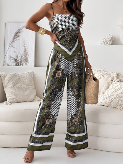 Marisol | Women's Boho Paisley Cami Wide-Leg Two-Piece Set