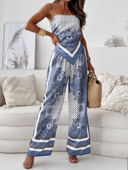 Marisol | Women's Boho Paisley Cami Wide-Leg Co-ord Set
