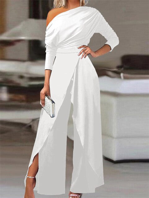 Valentina | Women's Off Shoulder Wide Leg Elegant Evening Jumpsuit