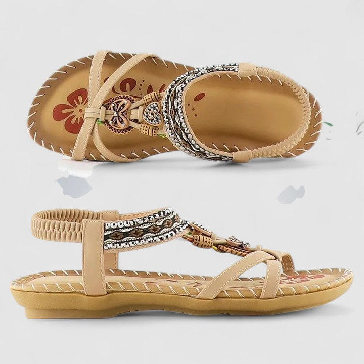 Maryna | Flat Sandals Boho Beaded Thong Orthopedic Elastic