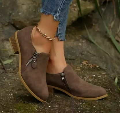 Cassinda | Women's Zip-Up Block Heel Ankle Shoe