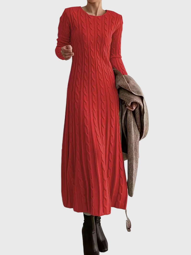 Rosalind | Women's Cable-Knit Long-Sleeve Jumper Maxi Dress