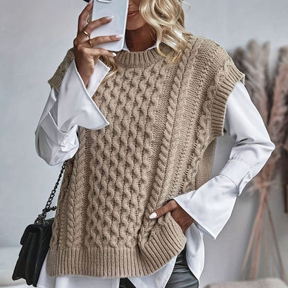 Aldora | Women's Cable-Knit Relaxed-Fit Sweater Vest