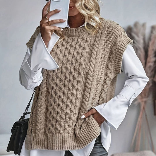 Aldora | Women's Cable-Knit Relaxed-Fit Sweater Vest