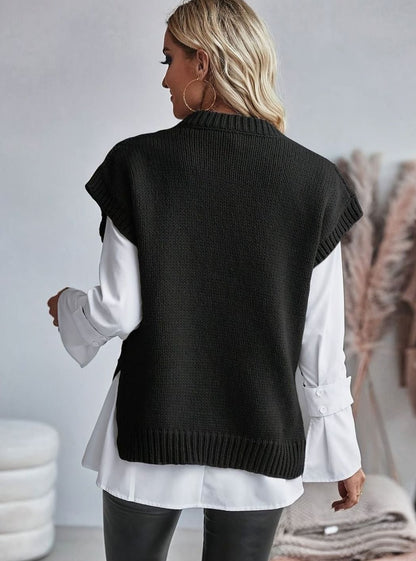 Aldora | Women's Cable-Knit Relaxed-Fit Sweater Vest