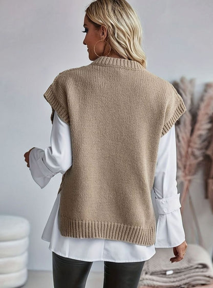 Aldora | Women's Cable-Knit Relaxed-Fit Sweater Vest