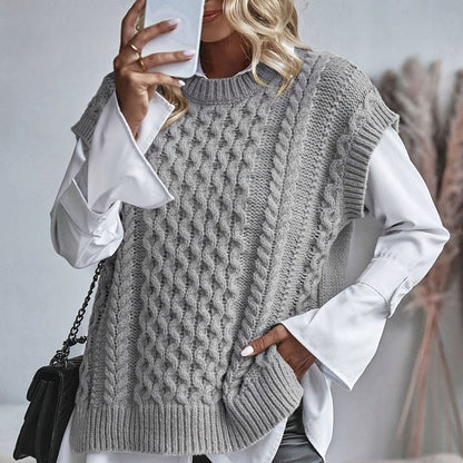 Aldora | Women's Cable-Knit Relaxed-Fit Sweater Vest