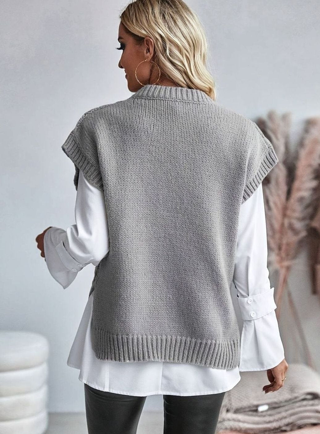 Aldora | Women's Cable-Knit Relaxed-Fit Sweater Vest