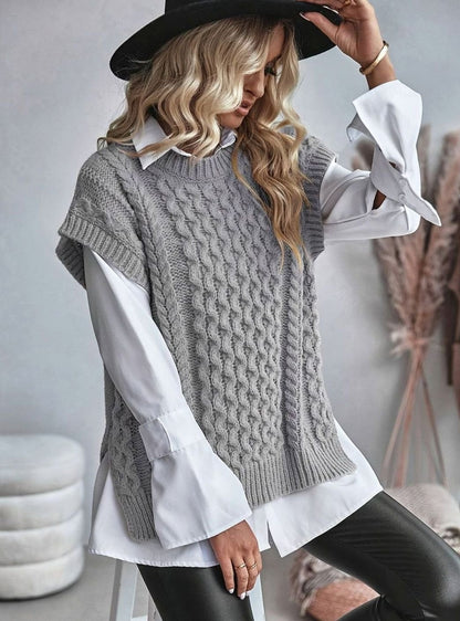 Aldora | Women's Cable-Knit Relaxed-Fit Sweater Vest