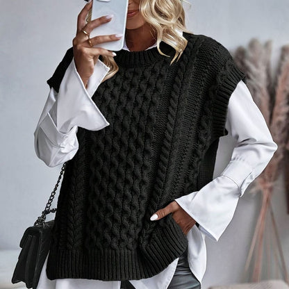 Aldora | Women's Cable-Knit Relaxed-Fit Sweater Vest