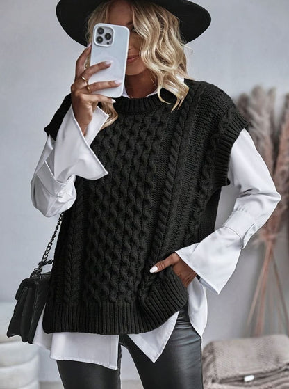 Aldora | Women's Cable-Knit Relaxed-Fit Sweater Vest