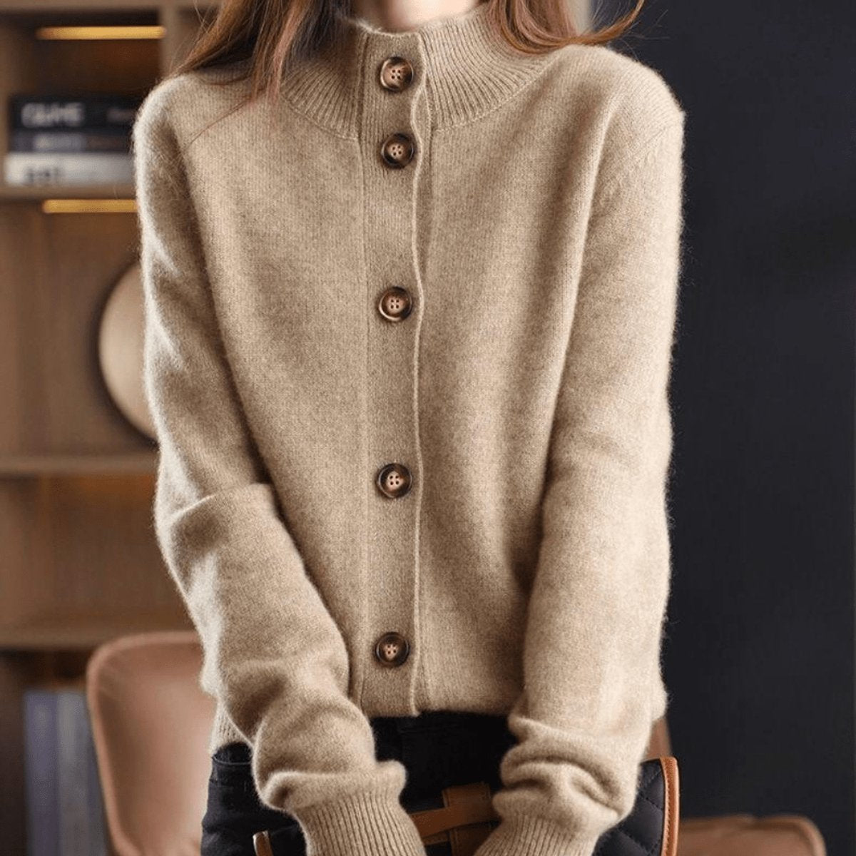 Elvira | Women's Cashmere Blend Button-Front Knit Cardigan