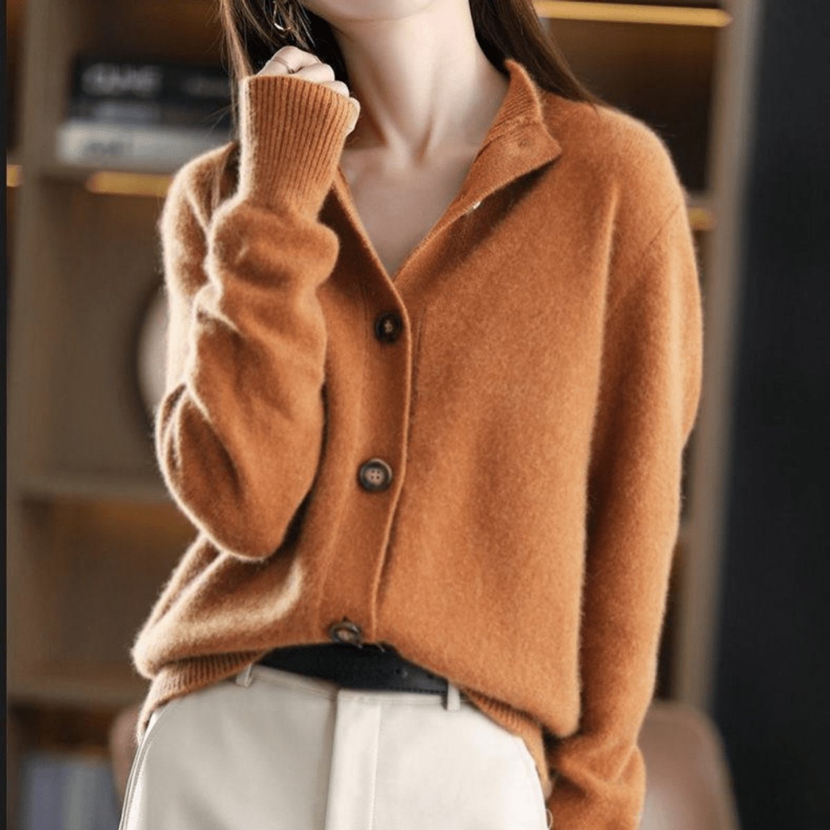 Elvira | Women's Cashmere Blend Button-Front Knit Cardigan