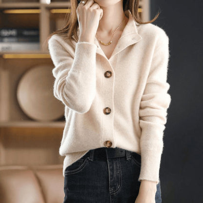 Elvira | Women's Cashmere Blend Button-Front Knit Cardigan