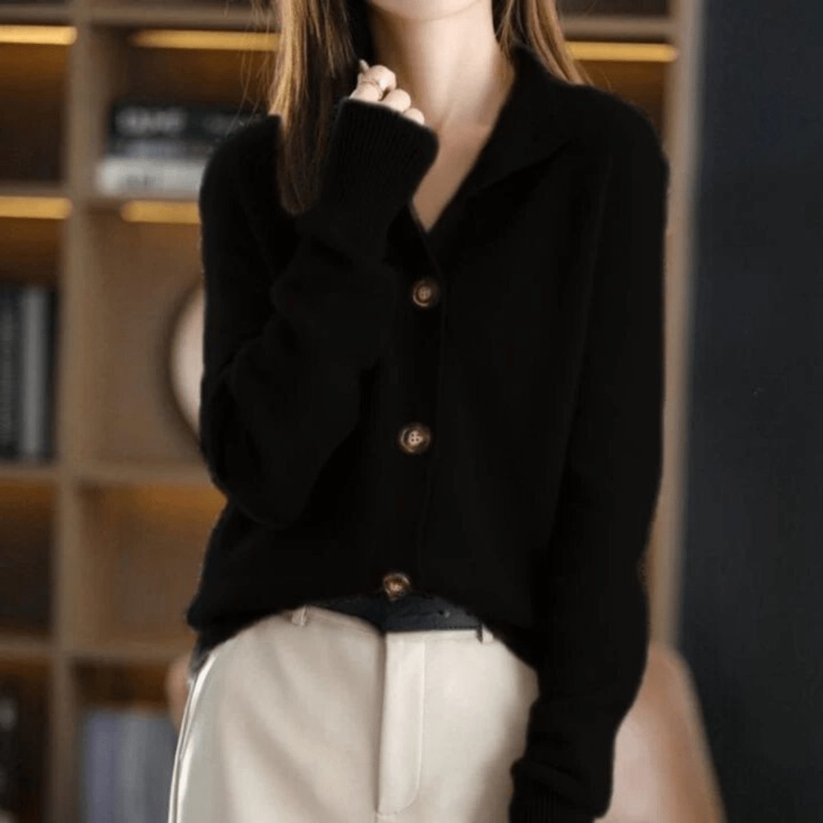 Elvira | Women's Cashmere Blend Button-Front Knit Cardigan