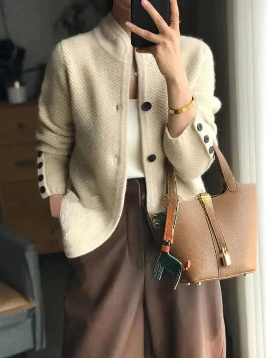 Marlowyx | Women's Button-Front Stand Collar Knit Cardigan