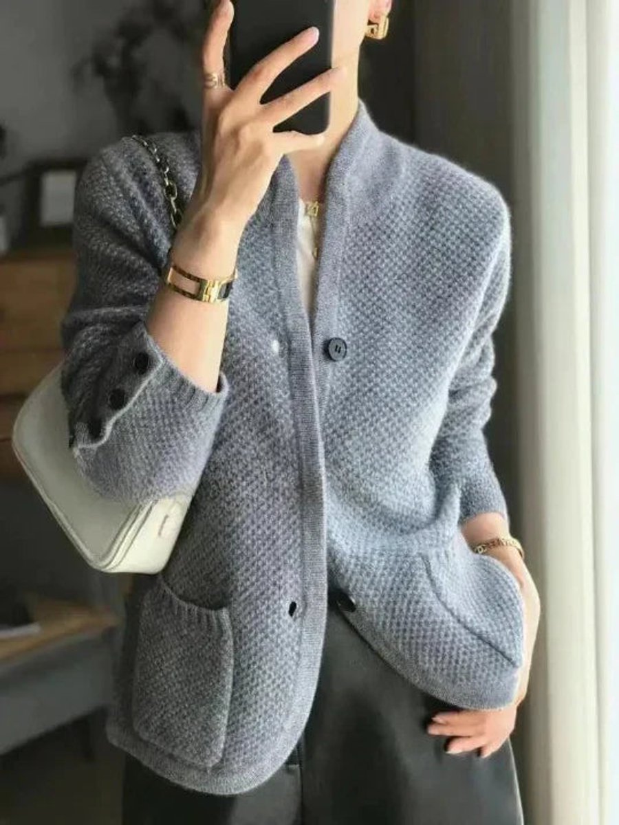 Marlowyx | Women's Button-Front Stand Collar Knit Cardigan