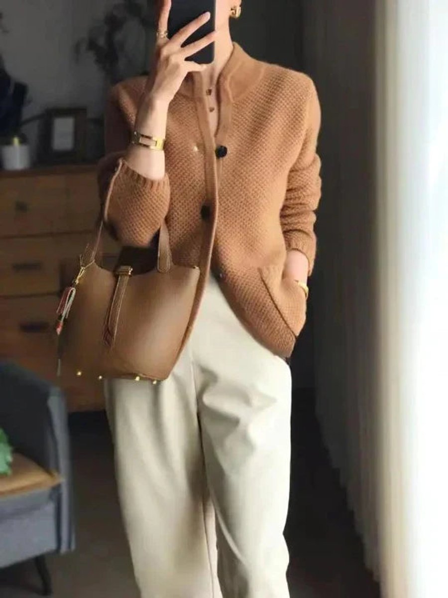 Marlowyx | Women's Button-Front Stand Collar Knit Cardigan