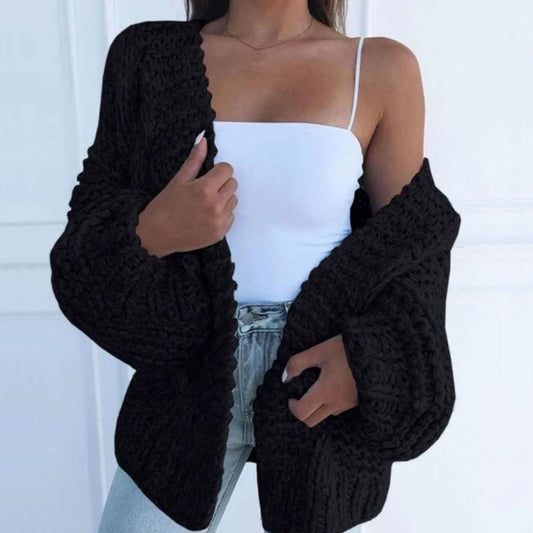 Wrenna | Women's Chunky Knit Open-Front Oversized Long Cardigan