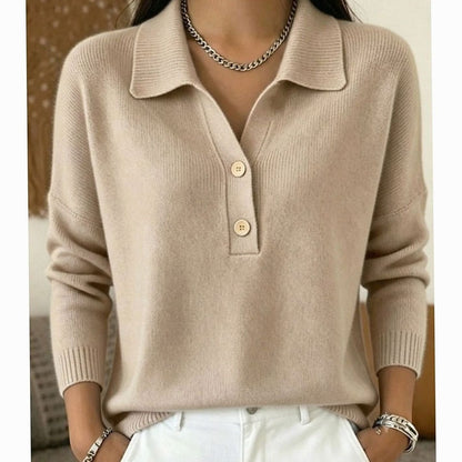 Adaline | Women's Collared Button-Placket Knit Pullover Sweater