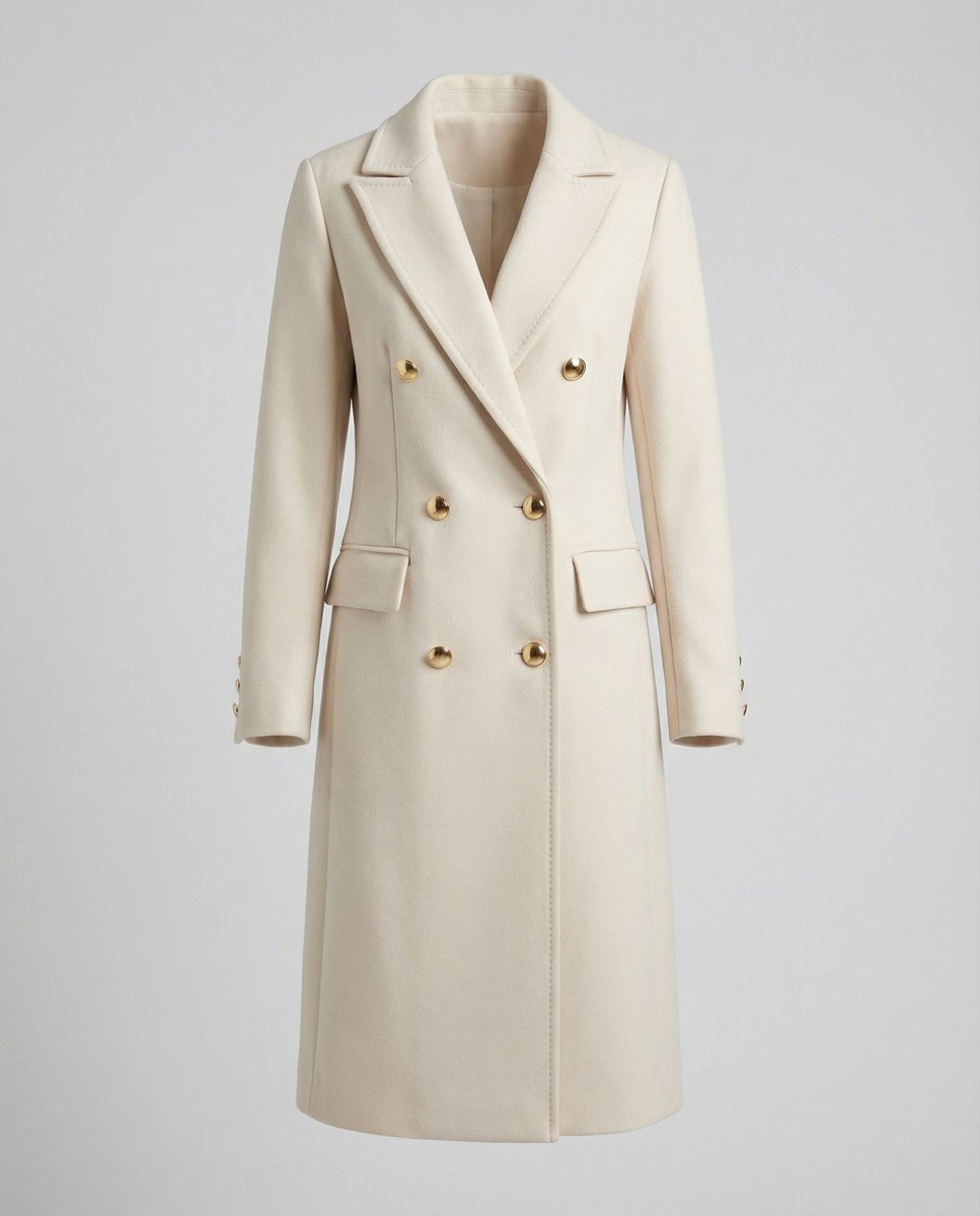 Isabeau | Women's Double-Breasted Long-Sleeve Tailored Midi Overcoat