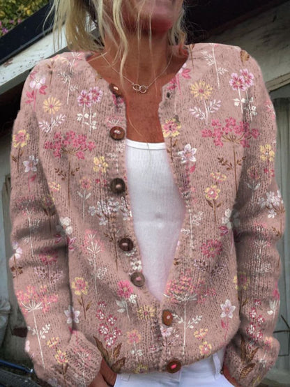 Florentine | Women's Floral Embroidered Button-Front Knit Cardigan