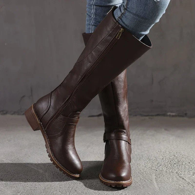 Larkin | Women's Knee-High Zipper Block Heel Riding Boot