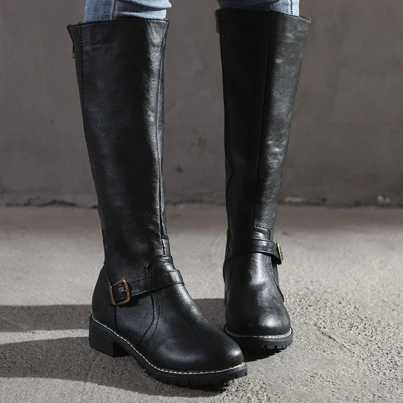 Larkin | Women's Knee-High Zipper Block Heel Riding Boot