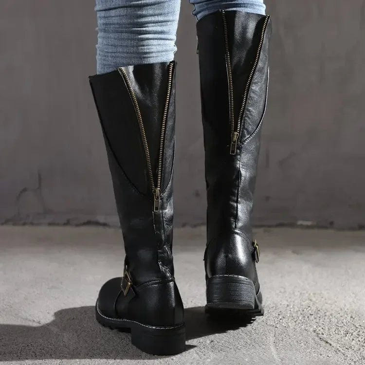 Larkin | Women's Knee-High Zipper Block Heel Riding Boot