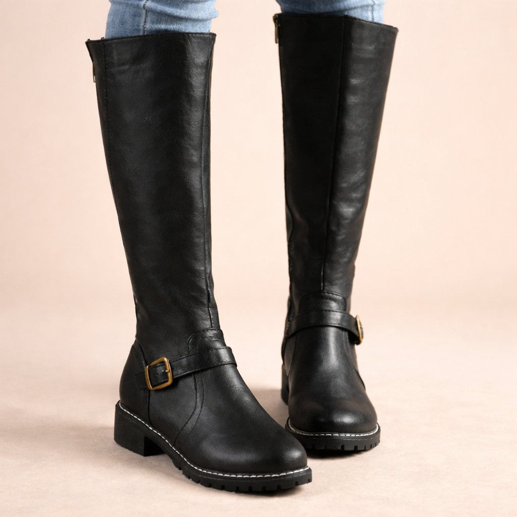 Larkin | Women's Knee-High Zipper Block Heel Riding Boot