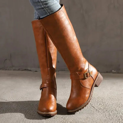 Larkin | Women's Knee-High Zipper Block Heel Riding Boot