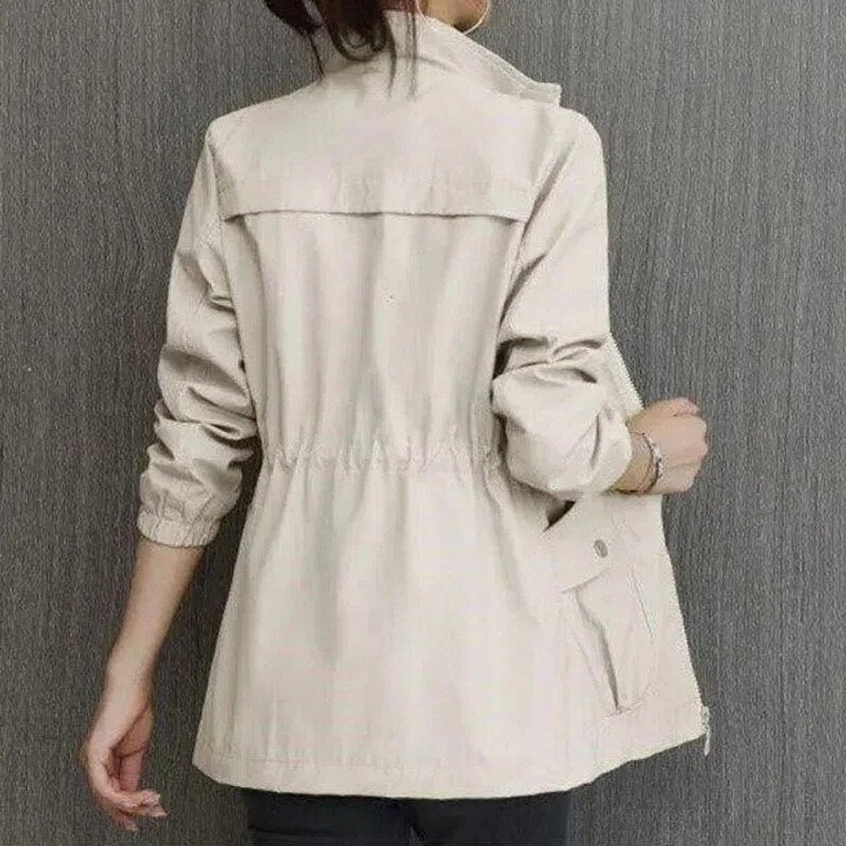 Maribel | Women's Lightweight Zip-Up Drawstring Waist Bomber Jacket