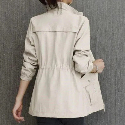 Maribel | Women's Lightweight Zip-Up Drawstring Waist Bomber Jacket