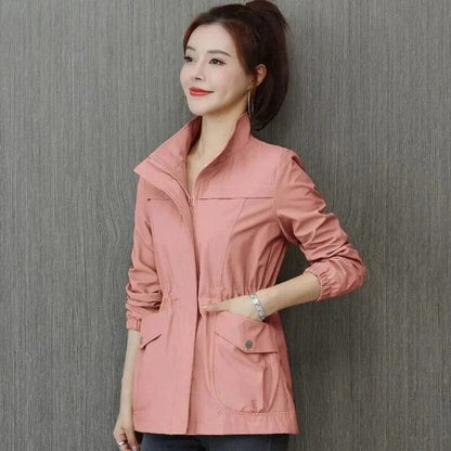 Maribel | Women's Lightweight Zip-Up Drawstring Waist Bomber Jacket