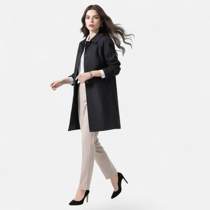Ondelia | Women's Mid-Length Wool-Blend Double-Breasted Trench Coat