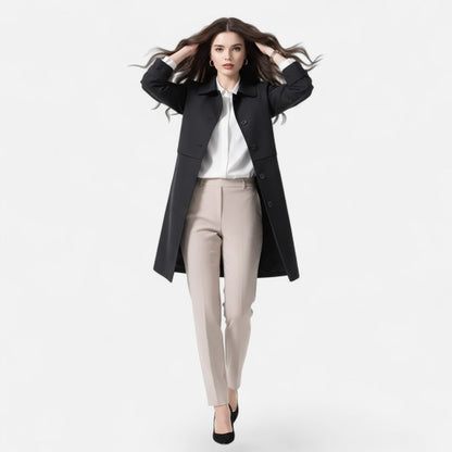Ondelia | Women's Mid-Length Wool-Blend Double-Breasted Trench Coat