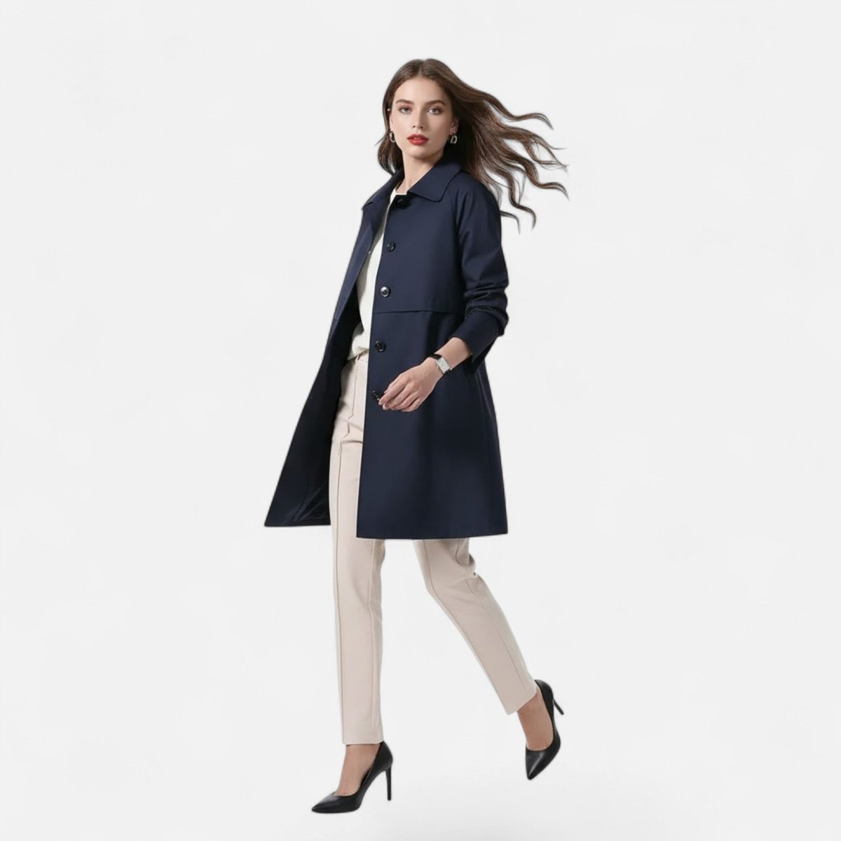 Ondelia | Women's Mid-Length Wool-Blend Double-Breasted Trench Coat