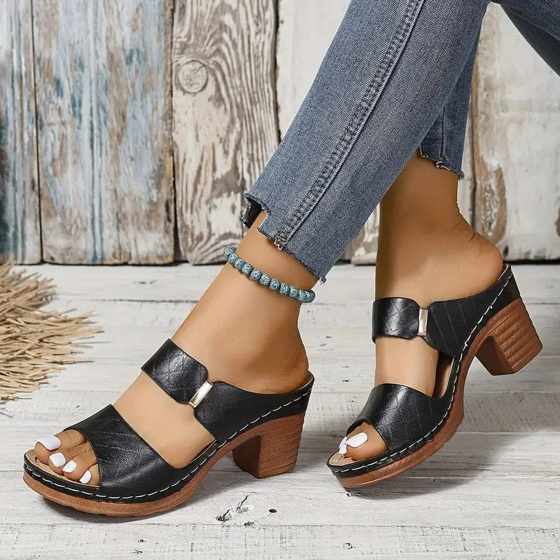 Grace | Block Heeled Sandals Orthopedic Platform Slip On Mule