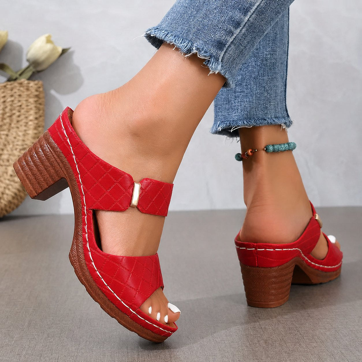 Grace | Block Heeled Sandals Orthopedic Platform Slip On Mule