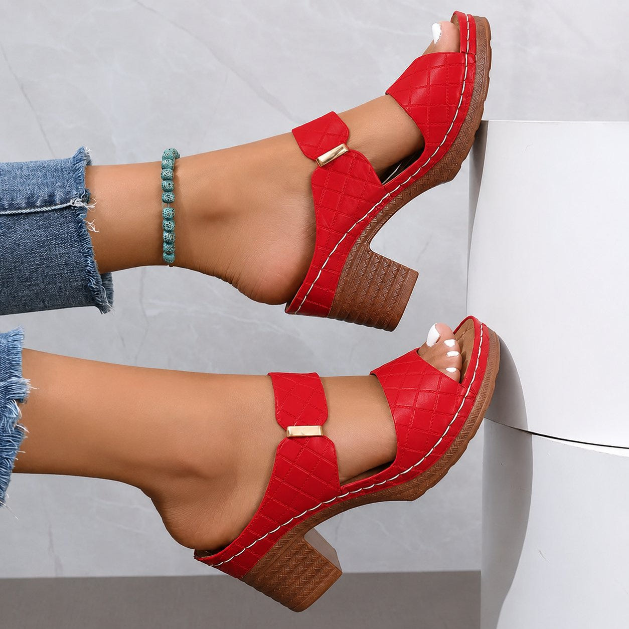 Grace | Block Heeled Sandals Orthopedic Platform Slip On Mule